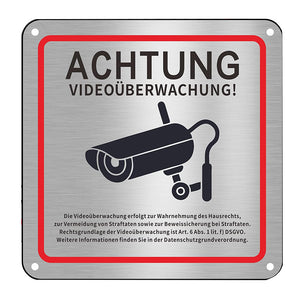 aluminum plate natural color brushed signs German monitoring warning signs warning signs surveillance signs