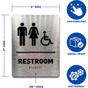 Women/Wheelchair Restroom ADA Compliant sign Braille