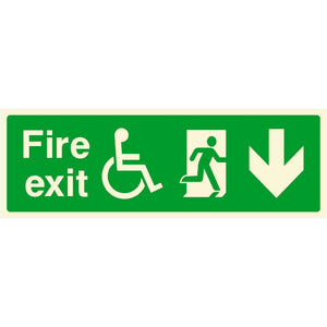 Fire Exit Refuge Sign Down Arrow