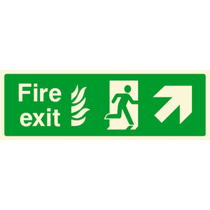 Fire Exit With Flames Sign Forward Right Arrow