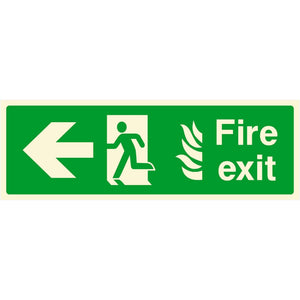 Fire Exit With Flames Sign Left Arrow
