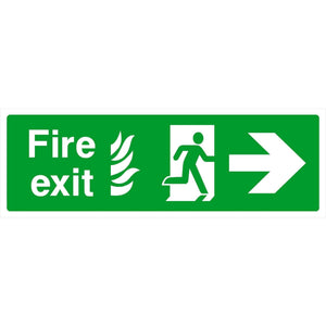 Fire Exit With Flames Sign Right Arrow