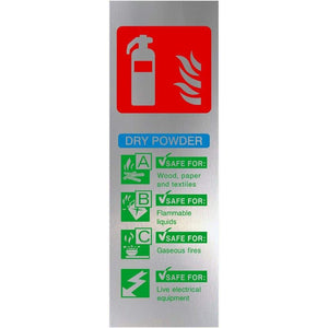 Fire Extinguisher Dry Powder Brushed Silver Sign