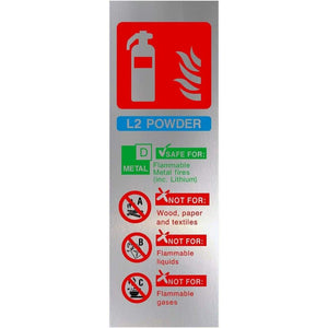 Fire Extinguisher L2 Powder Brushed Silver Sign