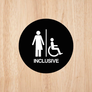 INCLUSIVE Premium Black toilet door sign