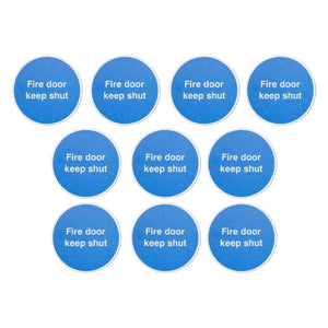 Multipack Fire Door Keep Shut Sign in Stainless Steel 10 Pack