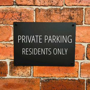 Private Parking Residents Only Sign Midnight Black Landscape