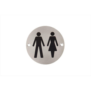 Unisex Toilets Sign in Satin Stainless Steel