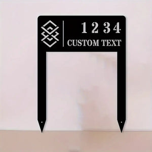 Metal House Number and Address Plaque, Personalized Garden Stake for Lawn and Yard Decoration, Ground Insert Craft