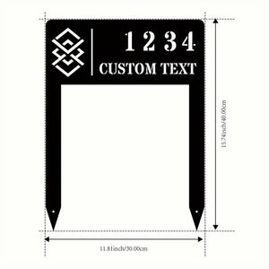 Metal House Number and Address Plaque, Personalized Garden Stake for Lawn and Yard Decoration, Ground Insert Craft