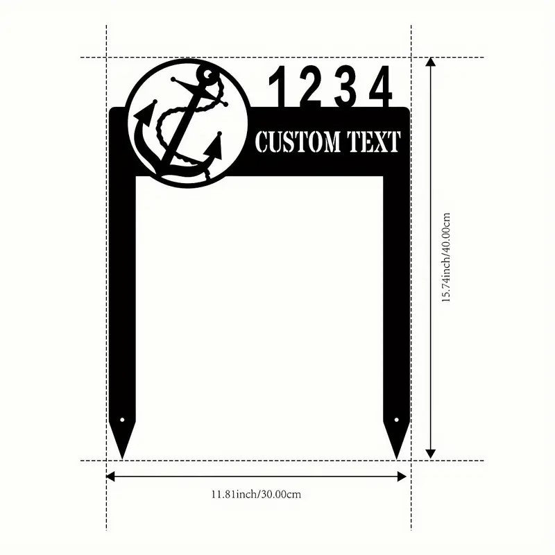 Personalized Address Plaque with Anchor Design for Courtyards