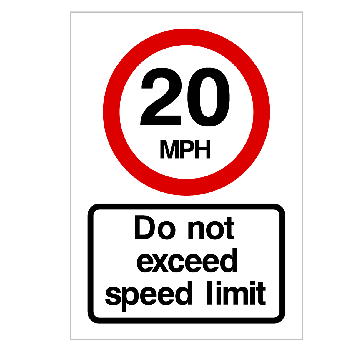 20 MPH Speed Limit Sign