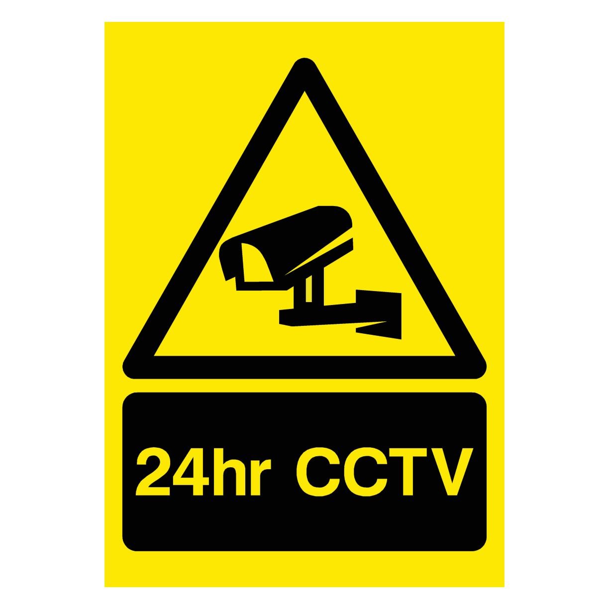 24hr CCTV Yellow Sign