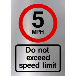 5 mph Speed Limit Sign in Brushed Silver