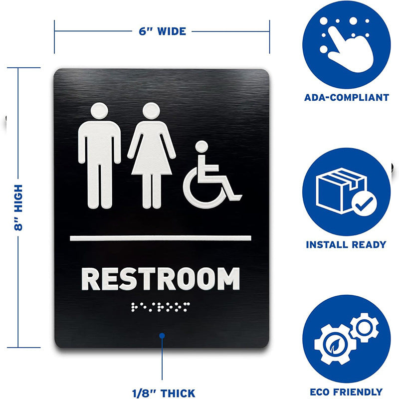 special aluminum-plastic panel toilet signage three-dimensional braille RESTROOM prompt sign raised text sign