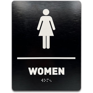 special aluminum-plastic panel toilet signage three-dimensional braille RESTROOM prompt sign raised text sign