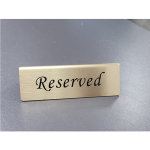 Spot Cross-border stainless steel desktop logo Booked table card Reserved restaurant double-sided sign Tip card