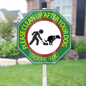 Factory customized puppy poop, please clean the lawn in time, prompting metal floor inserts with supporting grass signs