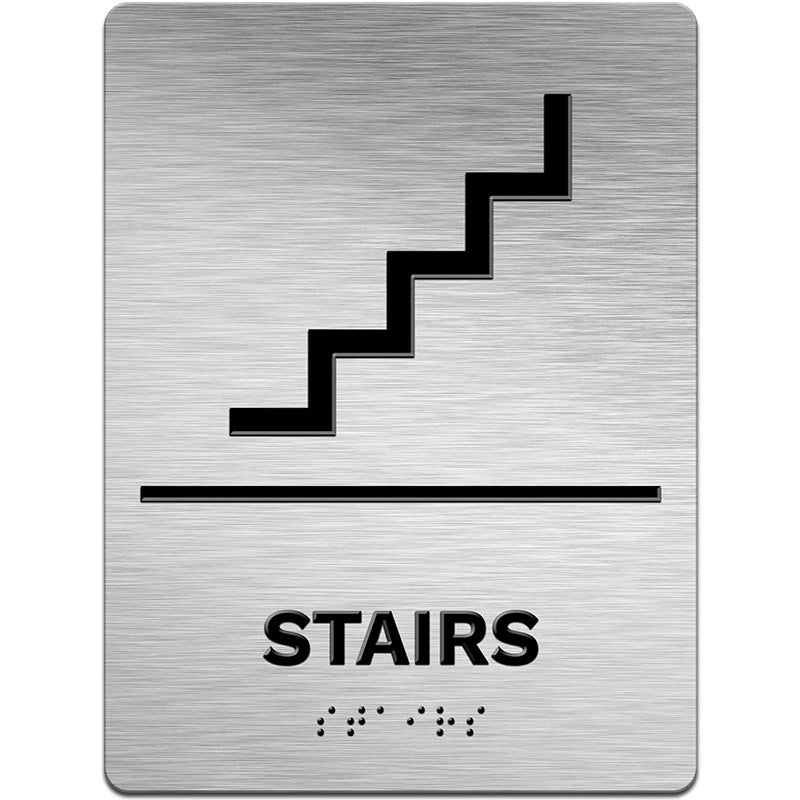 brushed aluminum bathroom signage three-dimensional braille sign raised text sign