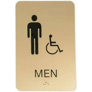 special shot aluminum plastic board bathroom sign three-dimensional braille Bathroom sign gold