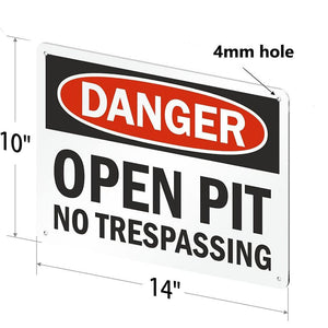 Dangerous Open Pit, No Entry Signs US OSHA Occupational Safety and Health Warning Signs