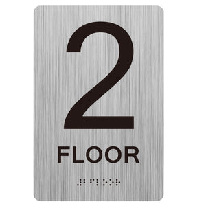 brushed aluminum bathroom signage three-dimensional braille sign raised text sign