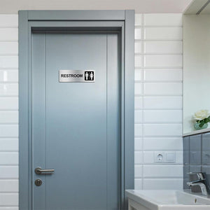 Hotel Bathroom Door Signs Men's and Women's Restrooms Signs Toilet Brushed Aluminum Signs