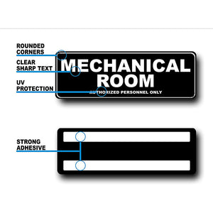 Standard mechanical room door/wall sign - black single size black nameplate other processed acrylic sign