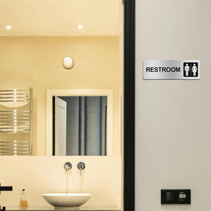 Hotel Bathroom Door Signs Men's and Women's Restrooms Signs Toilet Brushed Aluminum Signs