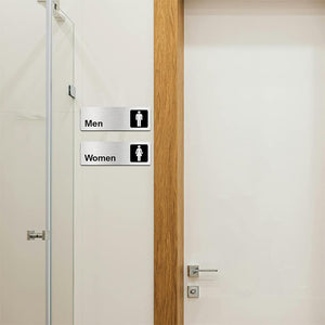 Bathroom Brushed Aluminum Plate House Plate Public Toilet Signs Men's and Women's Restrooms Signs MEN WOMEN