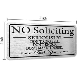 No Soliciting Signs Signage, Brushed Aluminum Prohibited Sales Signage