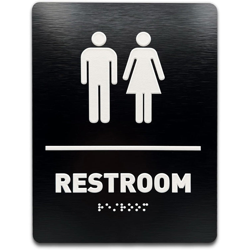 special aluminum-plastic panel toilet signage three-dimensional braille RESTROOM prompt sign raised text sign