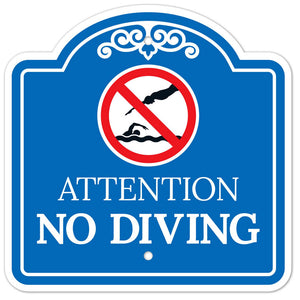 Property Signs Decorative Pool Signs Aluminum Composites Attention NO DIVING Signs