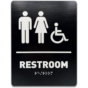 special aluminum-plastic panel toilet signage three-dimensional braille RESTROOM prompt sign raised text sign