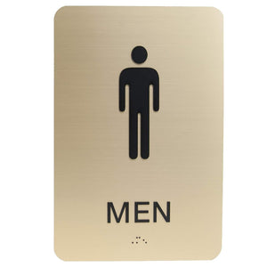 special shot aluminum plastic board bathroom sign three-dimensional braille Bathroom sign gold