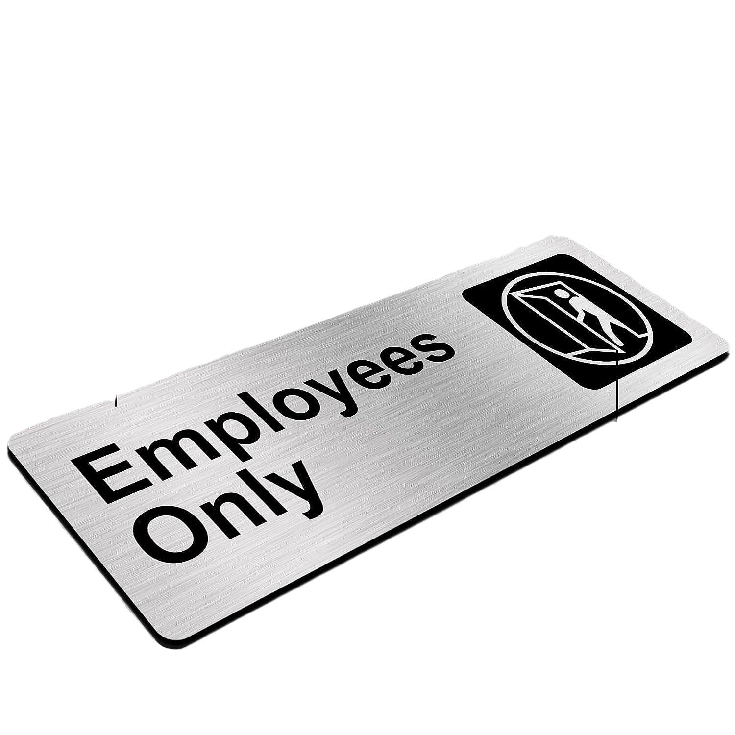 Customized Special Auction Employee Signage Only, Brushed Aluminum, Employees Only Signed staff only