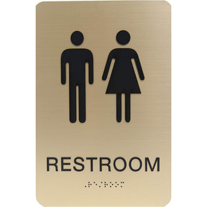 special shot aluminum plastic board bathroom sign three-dimensional braille Bathroom sign gold