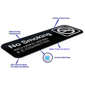 Business Non-Smoking Facility Signs No Smoking Signs Double Sided Mounting Tape - Easy to Install Acrylic Signs