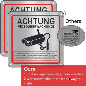 aluminum plate natural color brushed signs German monitoring warning signs warning signs surveillance signs