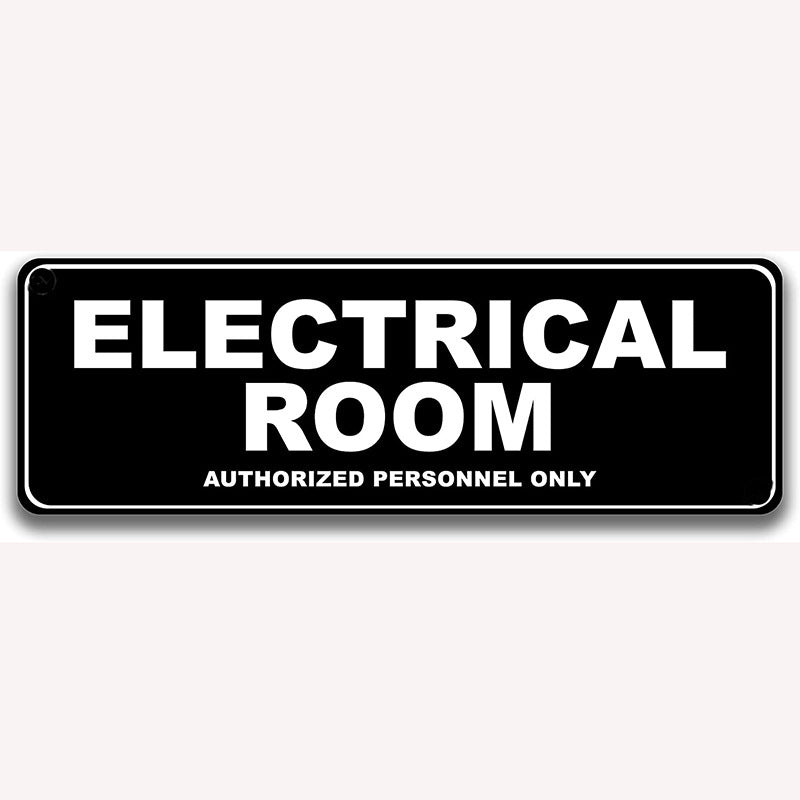 Door signs, authorized personnel only acrylic plastic signs, black and white rounded corners, electrical room signs