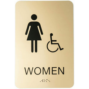 special shot aluminum plastic board bathroom sign three-dimensional braille Bathroom sign gold