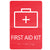 English Red FIRST AID KET ADA Construction Hospital Emergency Tactile Braille Signage