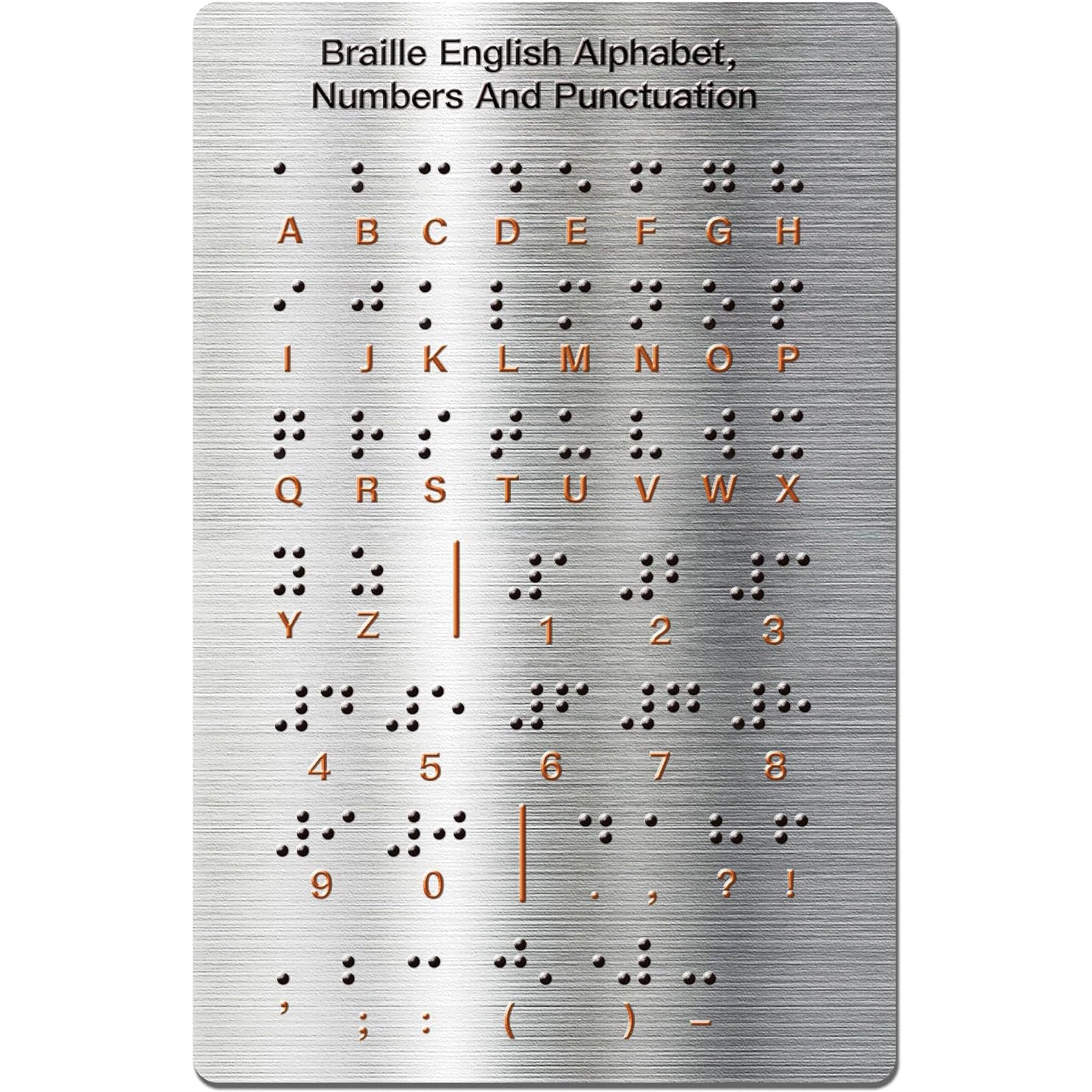 Braille alphabet board with raised numbers and punctuation marks, Braille learning aids for beginners, teaching aids for blind children