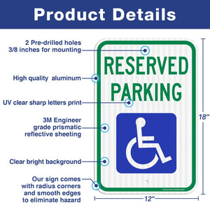 Reflective signs All reserved Aluminum parking Reserved parking signs Disabled parking signs Signage signage