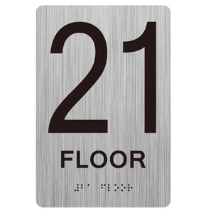 brushed aluminum bathroom signage three-dimensional braille sign raised text sign