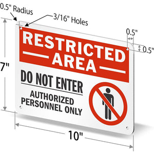 Restricted Area - No Entry, Authorized Personnel Only Aluminum Reflective Safety Warning Signs Signs