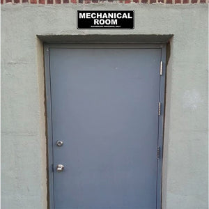 Standard mechanical room door/wall sign - black single size black nameplate other processed acrylic sign