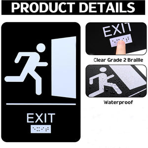 Braille safety exit signs Fire evacuation channel Emergency warning signs