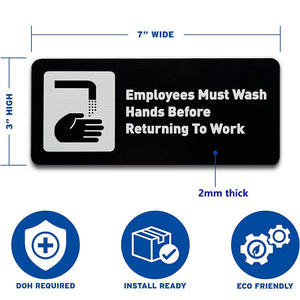 employee hand washing sign kitchen utensils sign bathroom sign signage