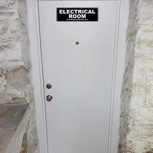 Door signs, authorized personnel only acrylic plastic signs, black and white rounded corners, electrical room signs